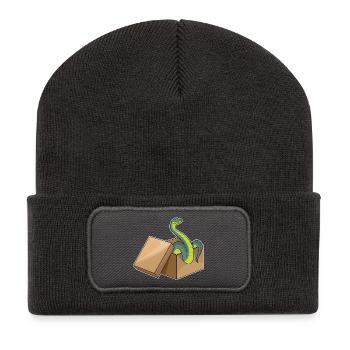 Serpent en carton - Beanie recyclé à patch - charbon - Devant