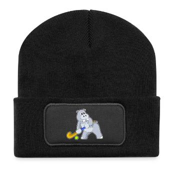 Hippopotamus Hockey sur gazon Stick - Beanie recyclé à patch - noir - Devant