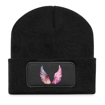 Pastel Watercolor Wings for Women - Recycled Patch Beanie - black - Front