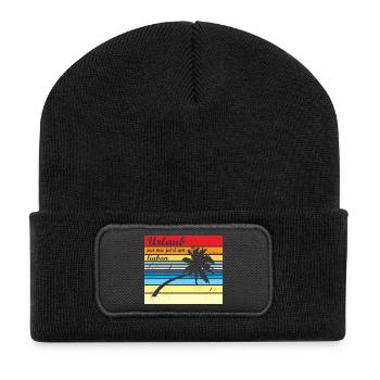 Urlaub wa ma jetzt liaba - Urlaub wäre mir lieber - Recycelte Patch Beanie - Schwarz - Vorne