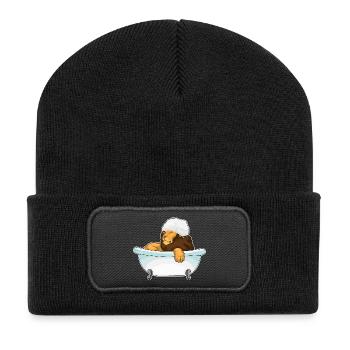 Löwe Baden Badewanne - Recycelte Patch Beanie - Schwarz - Vorne