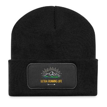 Durée de vie ultra running - Beanie recyclé à patch - noir - Devant
