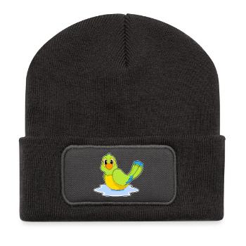 Papagei Schwimmen - Recycelte Patch Beanie - Dunkelgrau - Vorne
