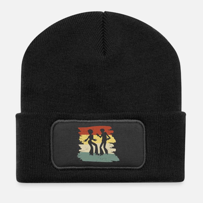 Regenbogen Tanzsilhouette - Recycelte Patch Beanie - Schwarz