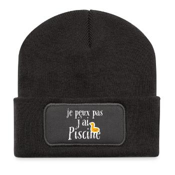 je peux pas j'ai piscine - Beanie recyclé à patch - charbon - Devant