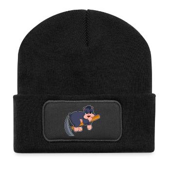 Minage de pioche de mineur taupe - Beanie recyclé à patch - noir - Devant
