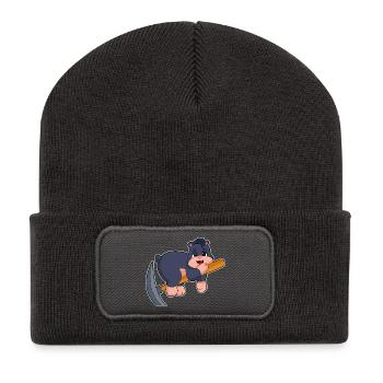 Maulwurf Bergarbeiter Spitzhacke Bergbau - Recycelte Patch Beanie - Dunkelgrau - Vorne