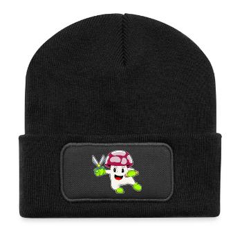 Ciseaux de coiffeur aux champignons - Beanie recyclé à patch - noir - Devant