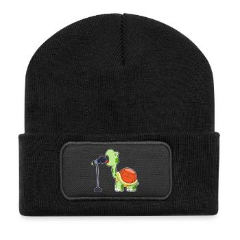 Chant Turtle Singer Microphone Chant - Beanie recyclé à patch - noir - Devant