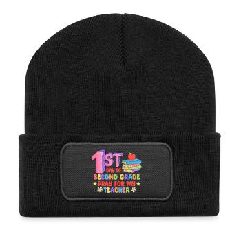 Zweite Klasse, zurück in die Schule - Recycelte Patch Beanie - Schwarz - Vorne