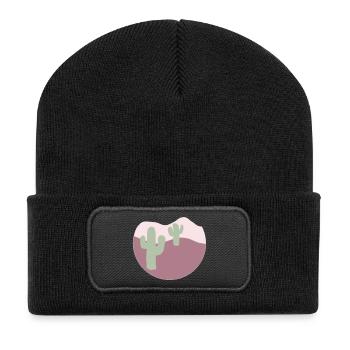 Desert with cacti - Recycled Patch Beanie - black - Front