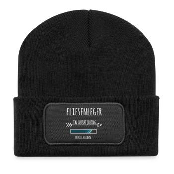 Fliesenleger Handwerk Beruf Ausbildung Geschenk - Recycelte Patch Beanie - Schwarz - Vorne