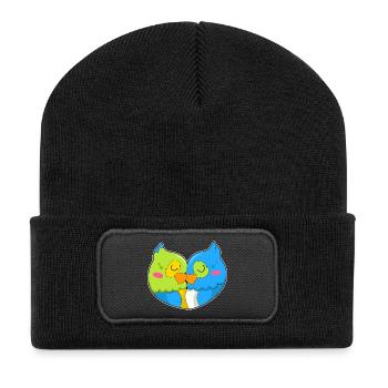 Amour de perroquet - Beanie recyclé à patch - noir - Devant