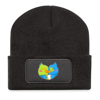 Amour de perroquet - Beanie recyclé à patch - charbon - Devant