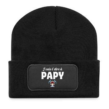 papy, grand-père, papi, j'vais le dire - Beanie recyclé à patch - noir - Devant