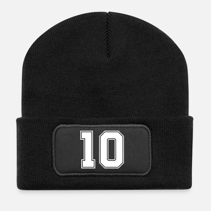 Nummer zehn 10 - Recycelte Patch Beanie - Schwarz