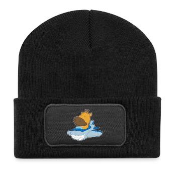 Giraffe Flugzeug - Recycelte Patch Beanie - Schwarz - Vorne