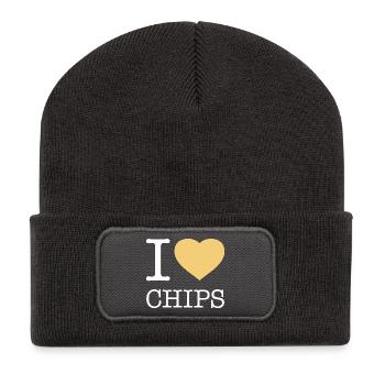 I LOVE CHIPS - Recycled Patch Beanie - dark grey - Front