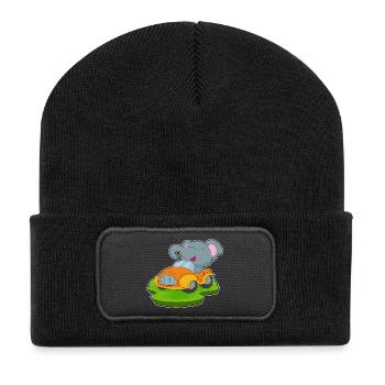Elefant Auto - Recycelte Patch Beanie - Schwarz - Vorne