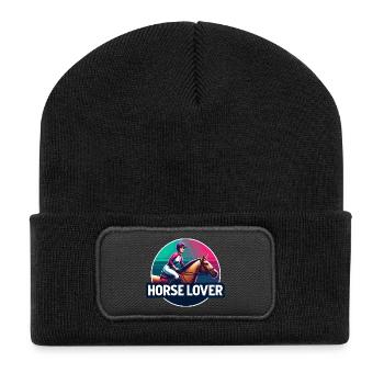 Equestrian Rider Emblem - Recycled Patch Beanie - black - Front