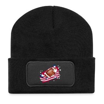 Football Graffiti Motif with American Flag - Recycled Patch Beanie - black - Front