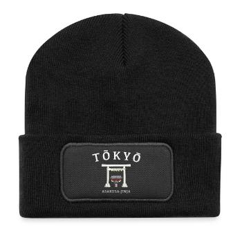 Tokyo, Japan, Torii Asakusa- jinja Handzeichnung - Recycelte Patch Beanie - Schwarz - Vorne