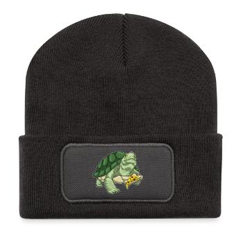 Pizza à la tortue - Beanie recyclé à patch - charbon - Devant