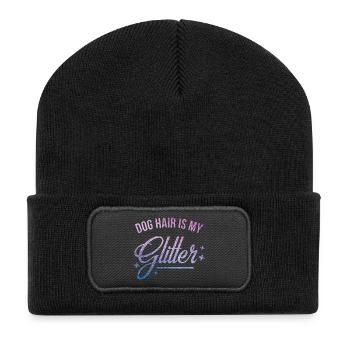 Hundehaare sind mein Glitzer - Recycelte Patch Beanie - Schwarz - Vorne