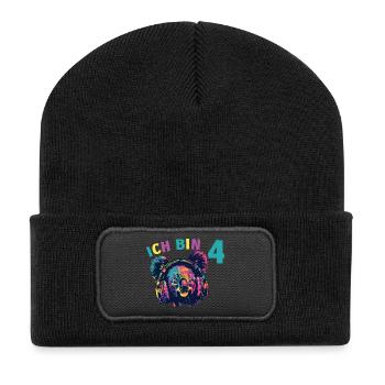Koalabär 4 Jahre Koalabären Koala 4 Geburtstag - Recycelte Patch Beanie - Schwarz - Vorne
