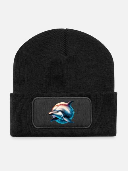 Delfin - Recycelte Patch Beanie - Schwarz