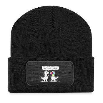 Dino dernière licorne drôle dinosaure cadeau - Beanie recyclé à patch - noir - Devant
