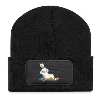 Hase Bauchmuskeltraining Bodybuilding - Recycelte Patch Beanie - Schwarz - Vorne