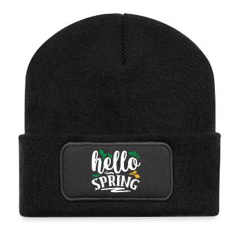 Bonjour le printemps - Beanie recyclé à patch - noir - Devant
