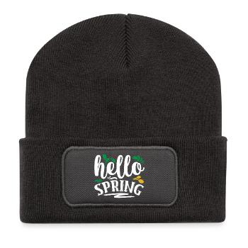 Hallo Frühling - Recycelte Patch Beanie - Dunkelgrau - Vorne
