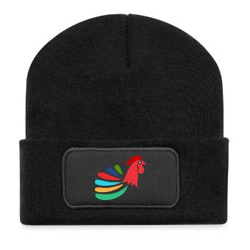 ROOSTER. HEN. CHICK. ANIMAL. ANIMALS. NATURE - Recycled Patch Beanie - black - Front