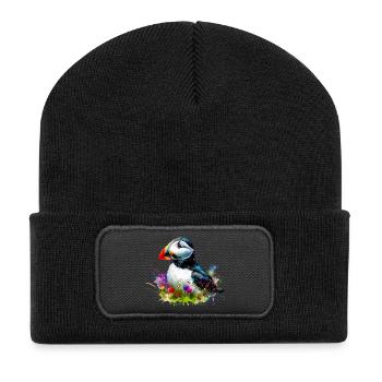Papageitaucher - Recycelte Patch Beanie - Schwarz - Vorne
