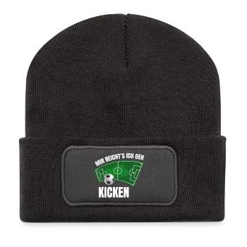 Mir reichts, ich geh Kicken - Recycelte Patch Beanie - Dunkelgrau - Vorne