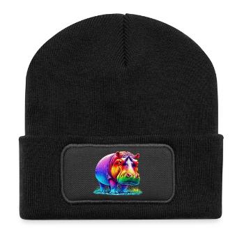 Nilpferd - Recycelte Patch Beanie - Schwarz - Vorne