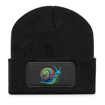Schnecke - Recycelte Patch Beanie - Schwarz - Vorne