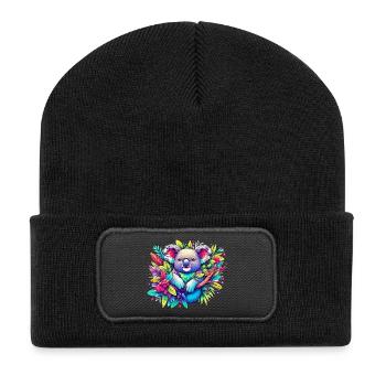 Koala - Recycelte Patch Beanie - Schwarz - Vorne