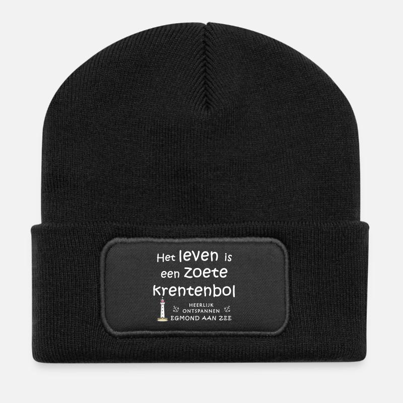 Egmond aan zee, Bergen Pays-Bas Petits pains aux raisins secs - Beanie recyclé à patch - noir