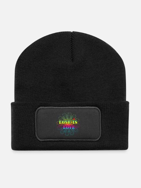 love is love - Recycelte Patch Beanie - Schwarz