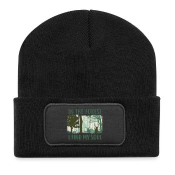 Im Wald finde ich meine Seele - Recycelte Patch Beanie - Schwarz - Vorne