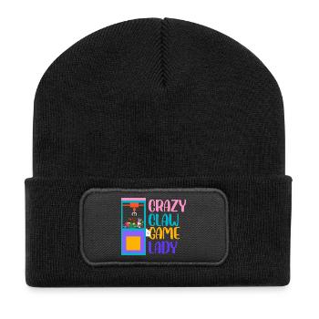 Crazy Crawl Game Lady Retro Crane Toy Grabber - Recycelte Patch Beanie - Schwarz - Vorne