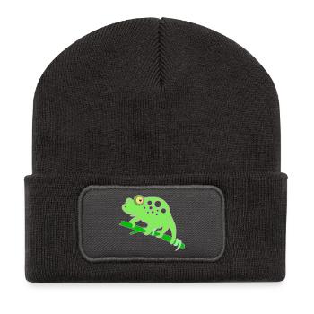 Chamaeleon tier - Recycelte Patch Beanie - Dunkelgrau - Vorne