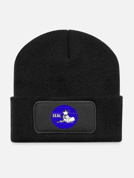 Seehund - Recycelte Patch Beanie - Schwarz