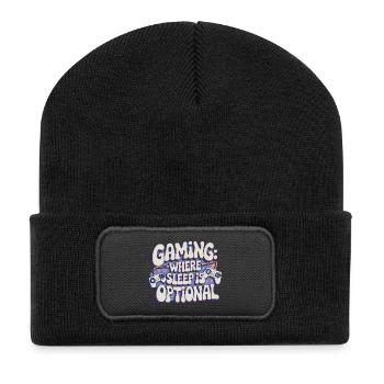 GAMING: WO SCHLAF OPTIONAL IST - Recycelte Patch Beanie - Schwarz - Vorne