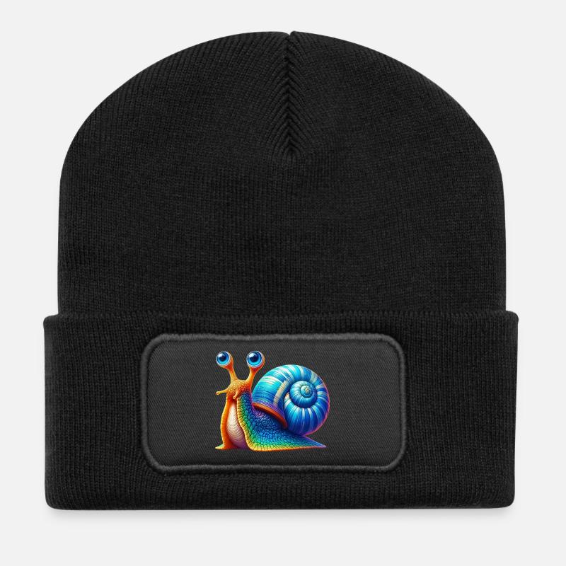 Schnecke - Recycelte Patch Beanie - Schwarz