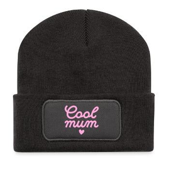 Emotionales rosa lässiges Muttertagsdesign - Recycelte Patch Beanie - Dunkelgrau - Vorne