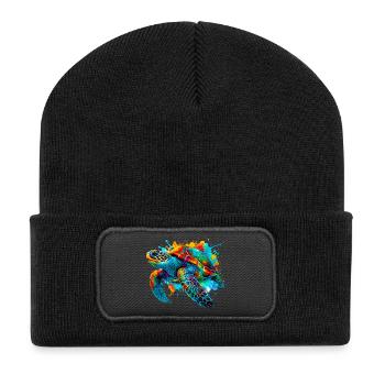 Schildkröte - Recycelte Patch Beanie - Schwarz - Vorne